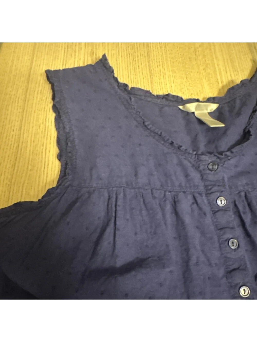 Adonna Sleepwear Navy Blue Sleeveless Nightgown XL Ruffle Scoop Neck Button